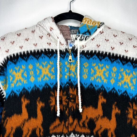 Yari Artesanias Girls Kids Size 10 Full Zip Hooded Wool Sweater Jacket - Picture 7 of 13